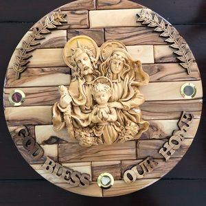 Jerusalem olivewood blessing plaque